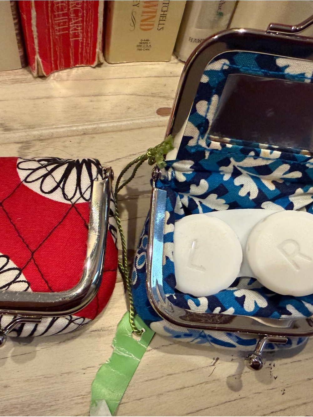 Vera Bradley Red and Blue Floral Coin Purse Duo